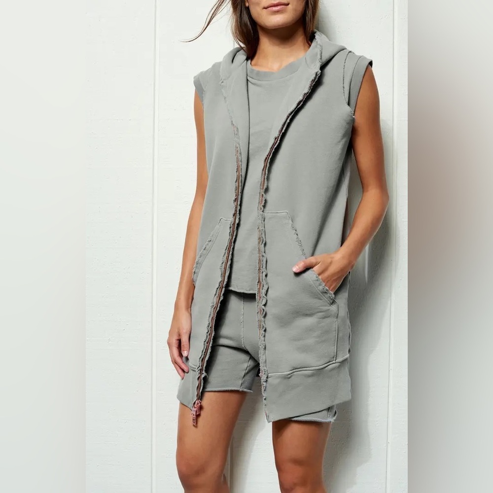 Tee Lab Long Sleeveless Zip Hoodie